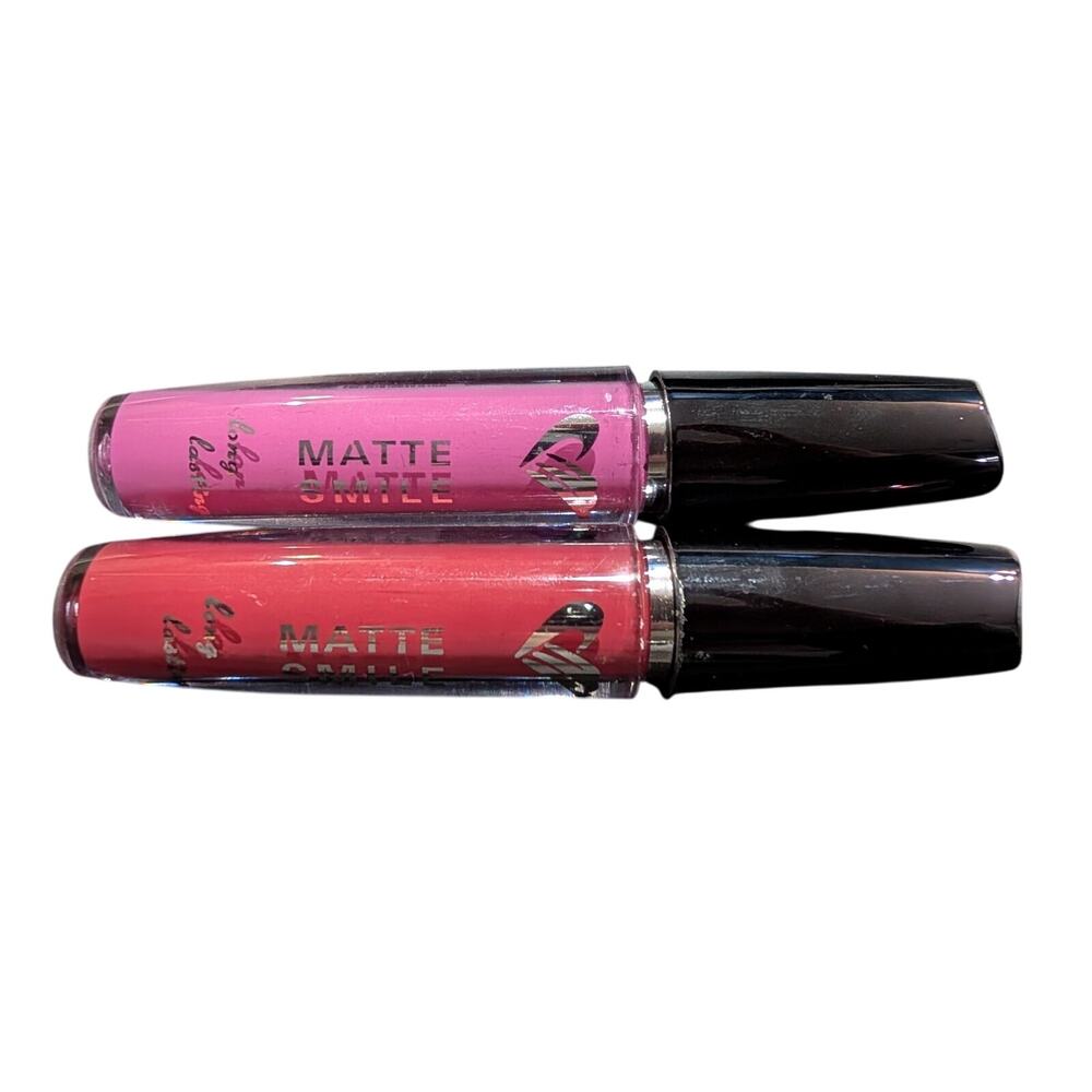 Amuse Matte Smile Long Lasting Lip Gloss Pink/Red (Bundle Of‎ 2)